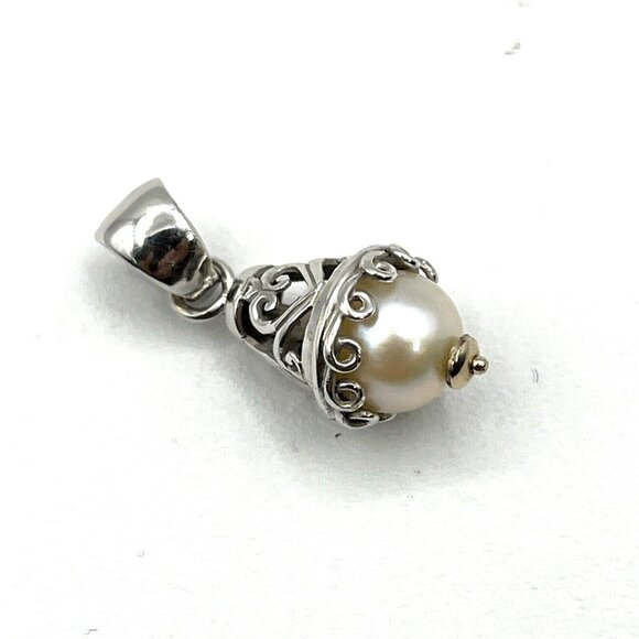 14k White Gold Pearl Drop Pendant 2.7 gram Not Scrap - Picture 7 of 8